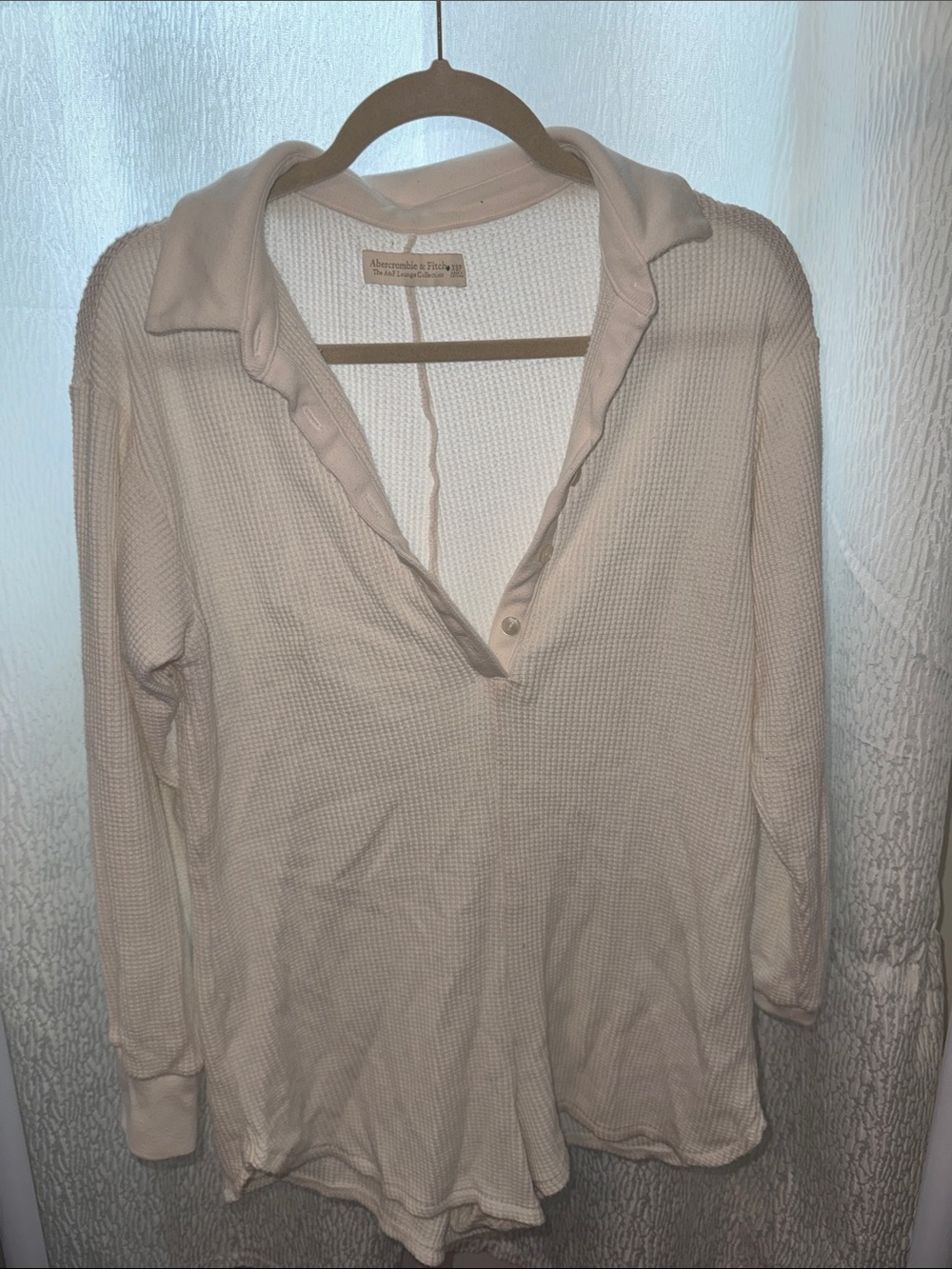 Abercrombie & Fitch Cream Waffle-Knit Sleep Romper